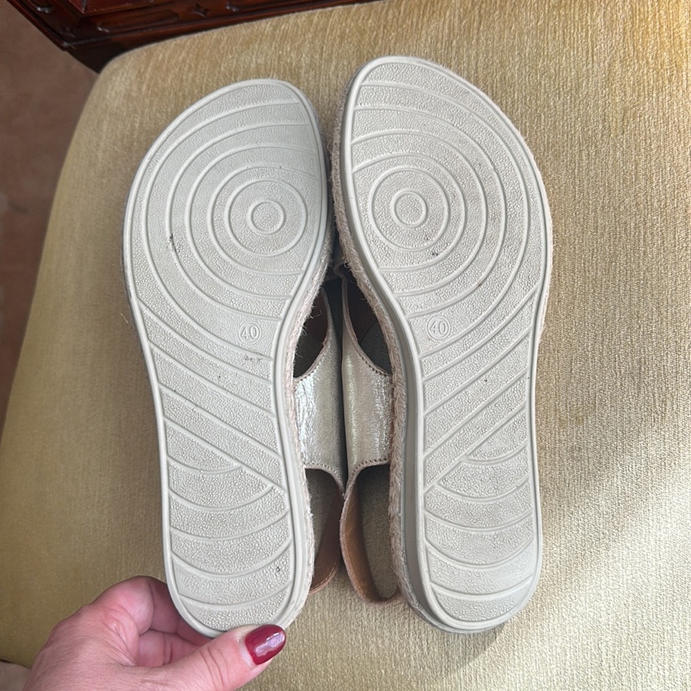 Tsonga Ladies Leather Espadrille Sandal in Blush Pink and Metallic Gold EU 40 - Picture 14 of 15
